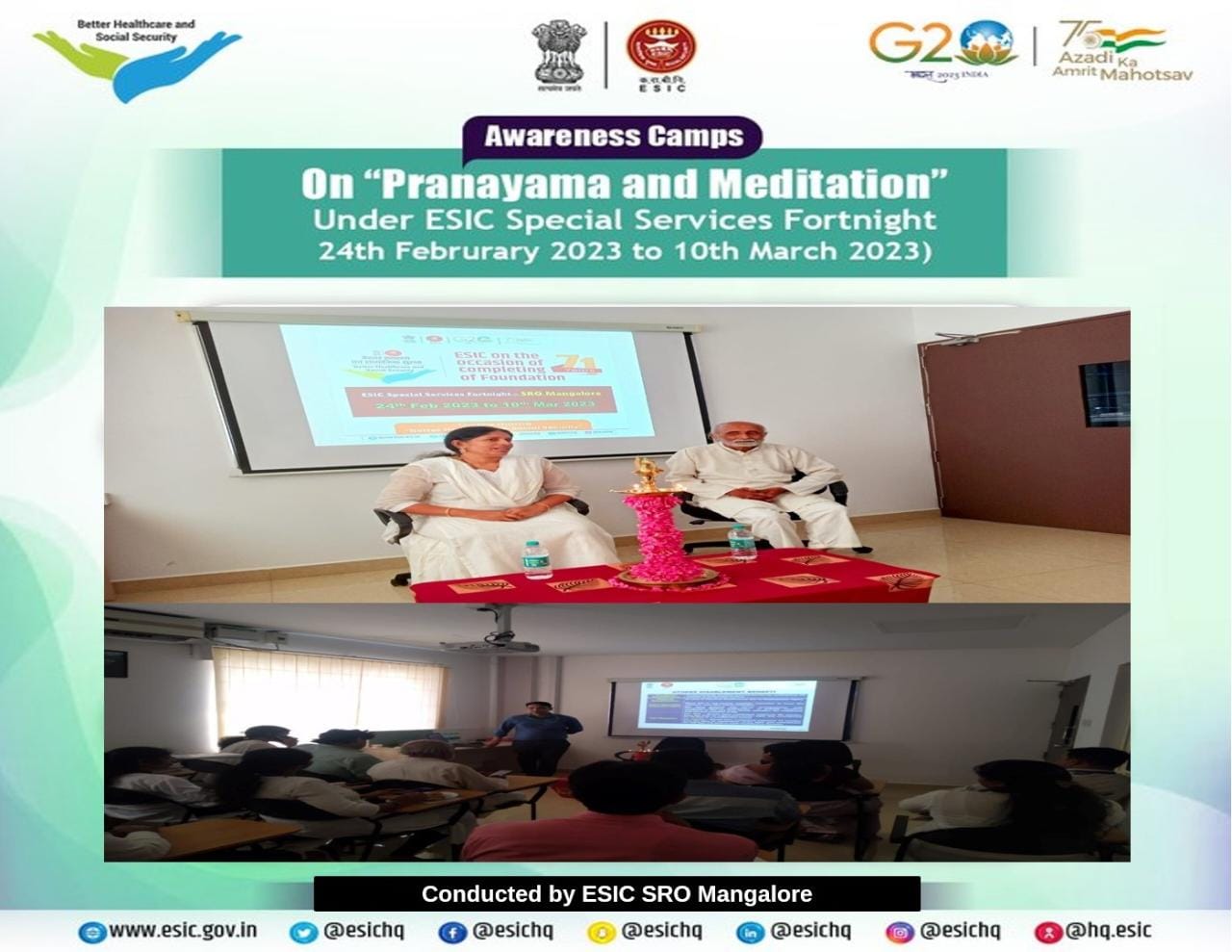 Special Services Fortnight at SRO Mangaluru - Yoga Camp